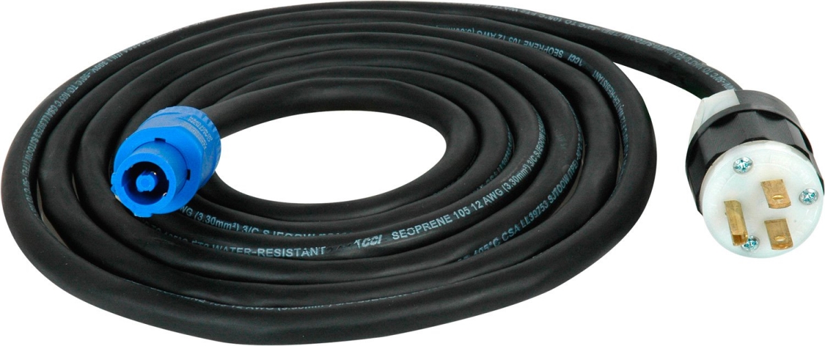 PWRCN-ACIN-6 Neutrik PowerCon Cable Locking 3 Pole 15 amp A type to AC Wall Plug, 6 ft.