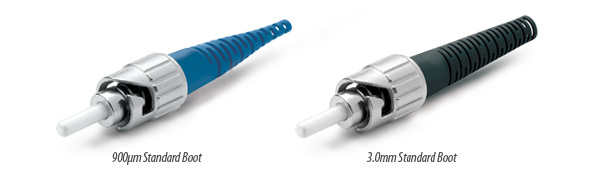 215-103-K1 Premium 125um Single Mode ST Fiber Connector with Blue 2 mm Boot