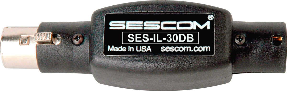 Picture of Sescom SES-IL-30DB XLR Male to XLR Female In Line Attenuator - 30db