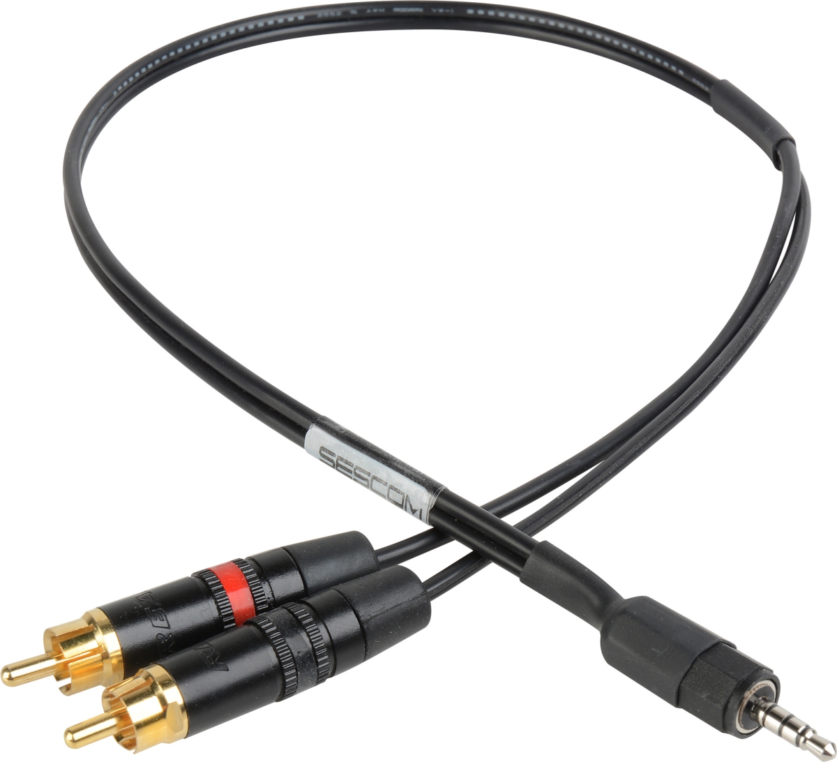 SES-IPSUMRCA3 Stereo RCA to TRRS 3.5 mm Plug Line to Mic Level iPhone, iPod & iPad Summing Cable - 3 ft.