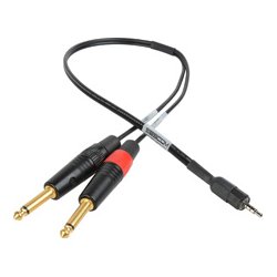 SES-IPSUMTS3 0.25 in. Plug to TRRS 3.5 mm Plug Line to Mic Level iPhone, iPod & iPad Summing Cable - 3 ft.