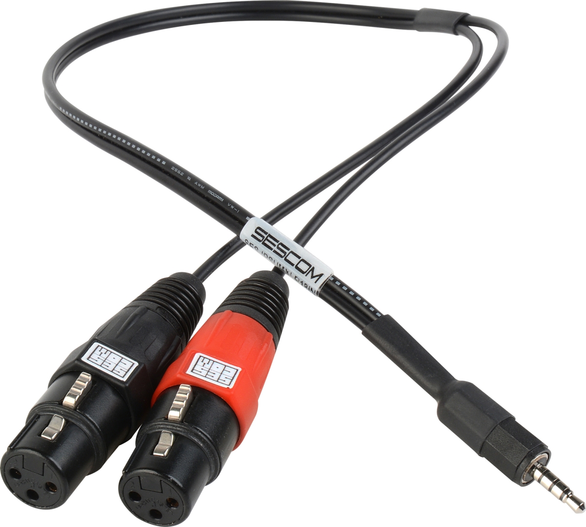 SES-IPSUMXLR3 XLR to TRRS 3.5 mm Plug Line to Mic Level iPhone, iPod & iPad Summing Cable - 3 ft.