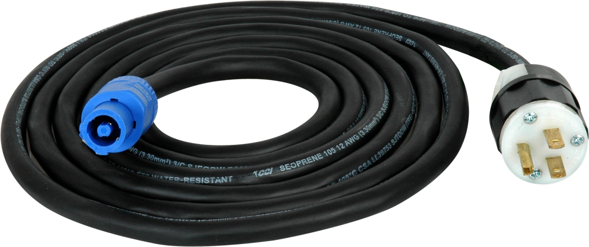 PWRCN-ACIN-15 Neutrik PowerCon Cable Locking 3-Pin 15A Type A to AC Wall Plug, 15 ft.