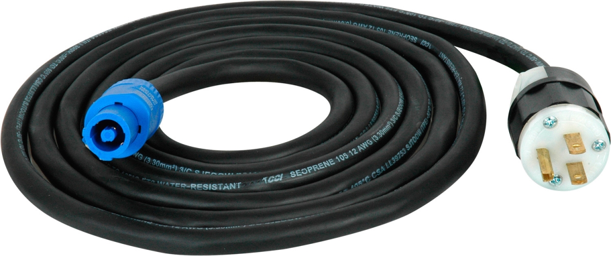 PWRCN-ACIN-2 Neutrik PowerCon Cable Locking 3-Pin 15A Type A to AC Wall Plug, 2 ft.