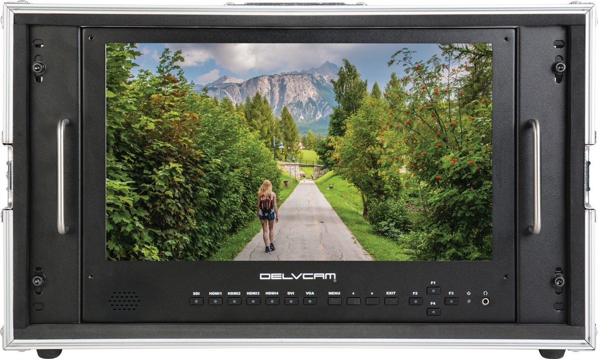Picture of Delvcam Monitor Systems DELV-4KSDI15 4K UHD HDMI 3G-SDI Quad View 6RU Rackmountable Broadcast LCD Monitor in Case, 15 in.