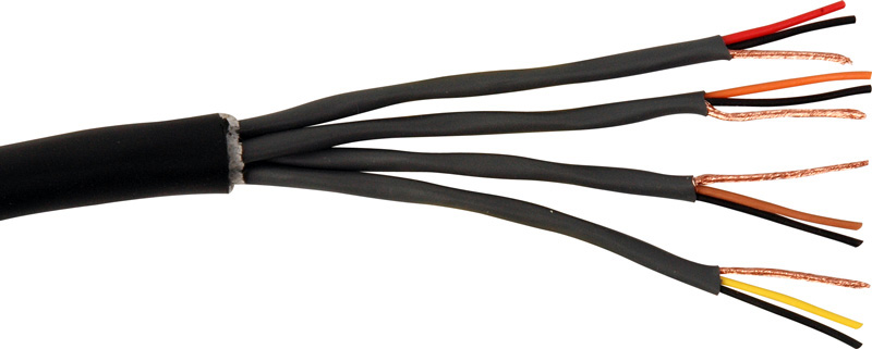 W2602-FT 4 Pair Live Snake Cable by the Foot, Black