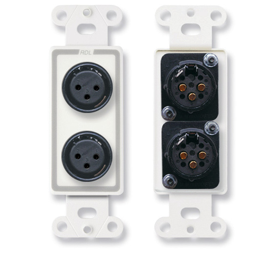 D-XLR2F Dual XLR 3-pin Female Jacks on Decora Wall Plate - Screw type
