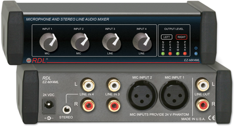 Picture of Radio Design Labs EZ-MX4ML 4x1 Mic & Stereo Line Audio Mixer