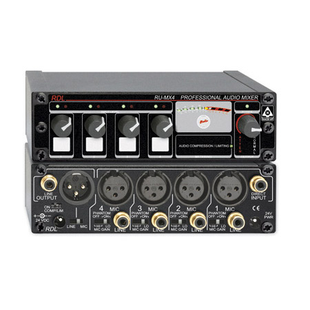 Picture of Radio Design Labs RU-MX4 Pro 4 Channel Mic & Line Mixer with Phantom Power Mic & Line Output