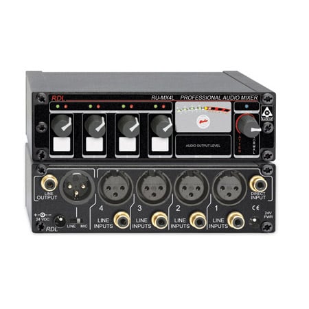 RU-MX4L Pro 4-Channel Line Level Mixer Microphone & Line Output