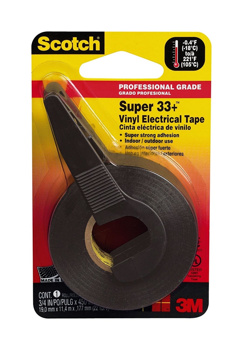 -33-52 Scotch Super 33 Plus 7 Mil Pro Grade Electrical Tape - 0.75 in. x 52 ft.