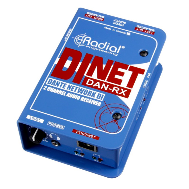 Picture of Radial Engineering RAD-DINET-DAN-RX Dante Network Receiver with Digital Inputs & Stereo Analog Outputs