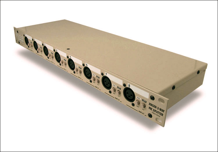 RAD-OX8-J Microphone Splitter - Passive with 8-Input to 8-Direct Out & 8-Isolated Out - Jensen Transformers
