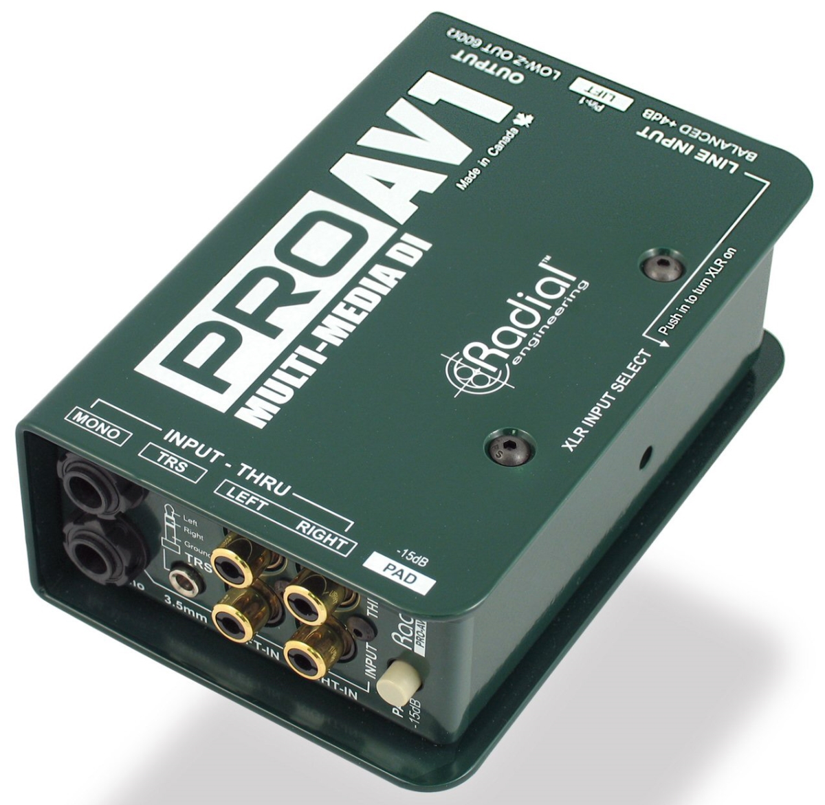 RAD-PROAV2 Passive Stereo DI with RCA 3.5 mm XLR & 0.25 in. Inputs