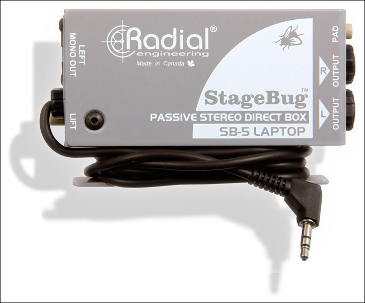 RAD-SB-5 Compact Stereo DI for Computers with Attached Cable Stereo Or Mono Out