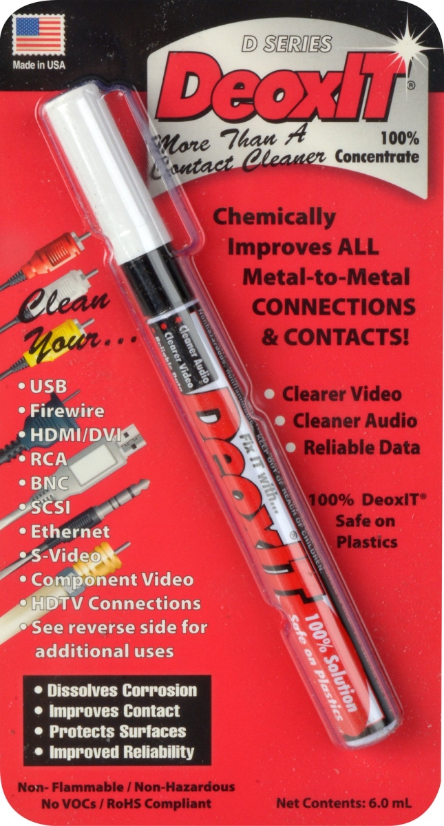 DeoxIT D-Series Contact Cleaner & Rejuvenator Pen, 100% Solution, 6 mL - D100P