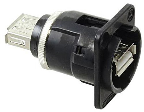EHUSBAABX EH Series USB - to USB-A Feedthru Jack Black & Bulk
