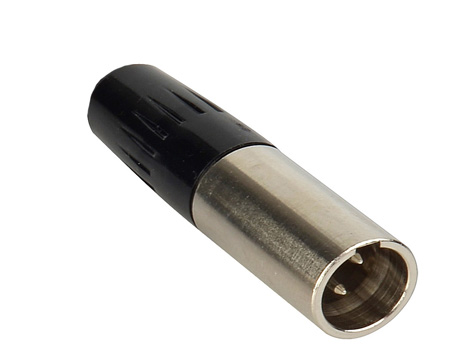 TA3MLX Tini-QG Mini XLR 3 Pin Male Cable Mount Large Flex Relief Silver Pins - Nickel