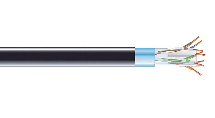 Cat6 400-MHz Shielded Plenum Cable - Black - 1000 ft.