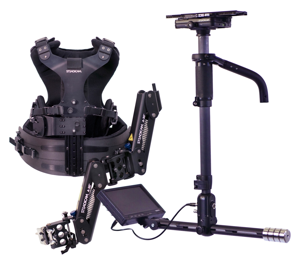 Picture of Steadicam TIF-A-HDAB30 Tiffen A-HDAB30 Aero Camera Stabilizer Sled with V-Mount & 7 in. Monitor, A-30 Arm, Zephyr Vest