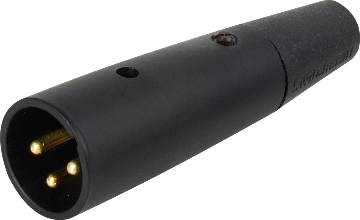 A3MBAU 3-Pin XLR Male Cable End, Black Shell - Gold-Pins