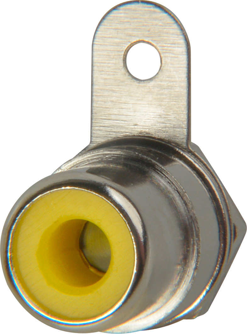 BPJF04X RCA Panel Front Mount Jack Connector - Yellow Insulator