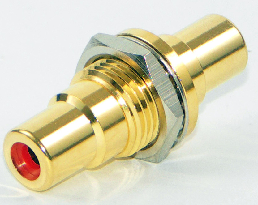 BPJJ02AUX RCA Rear Mount Female Feedthru Jack - Gold & Red