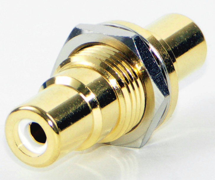 BPJJ03AUX RCA Rear Mount Female Feedthru Jack - Gold & White