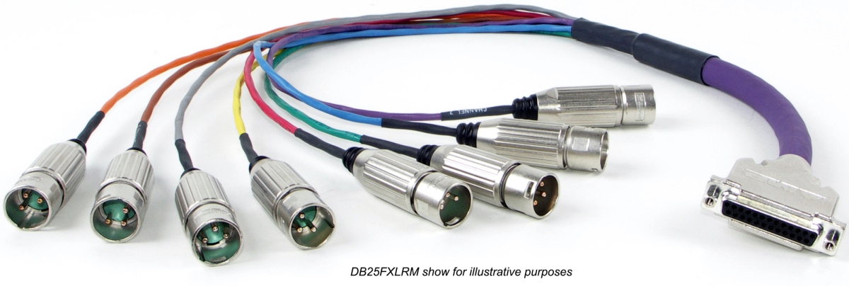 DB25FXLRF Female to 8 XLR Female Breakout Cable Ends