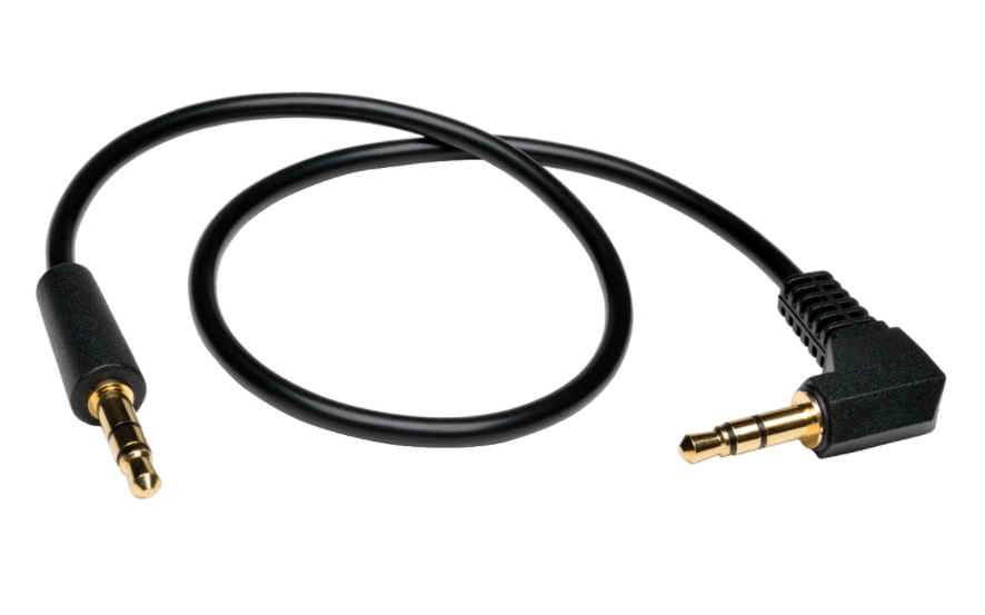 Picture of Tripp Lite P312-001-RA 3.5 mm Mini Stereo Audio Cable with One Right Angle Plug - Male-Male - 1 ft.