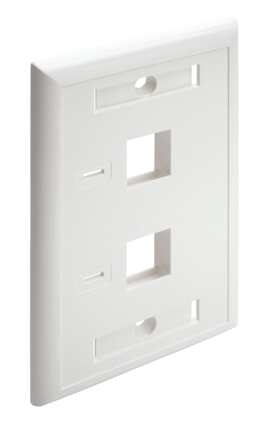 Picture of Tripp Lite N042-001-WH 2-Port Dual Outlet RJ45 Universal Keystone Face Plate & Wall Plate, White