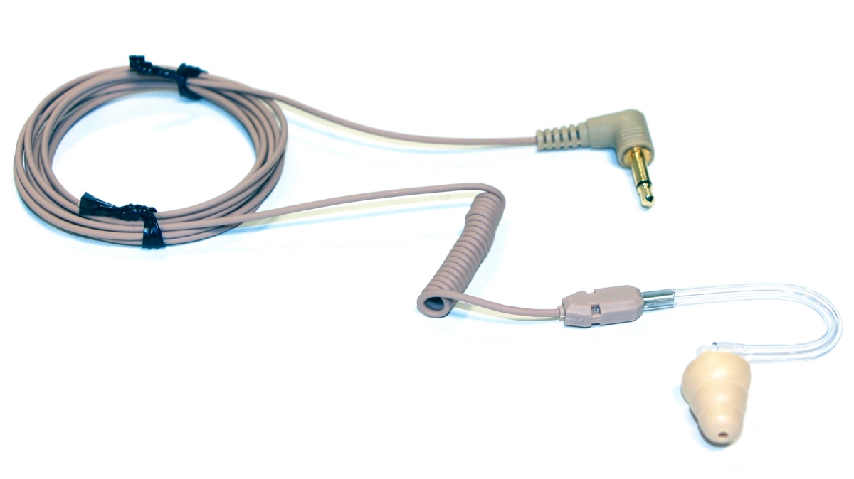 VT-VT0084 VT600C Earphone Short Acoustic Loop & Coiled Straight cable with 3.5 mm TS Connector - Beige