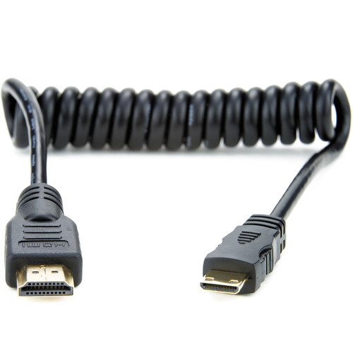ATO-MCAB008 Coiled Mini HDMI to Full HDMI Cable 30-45 cm