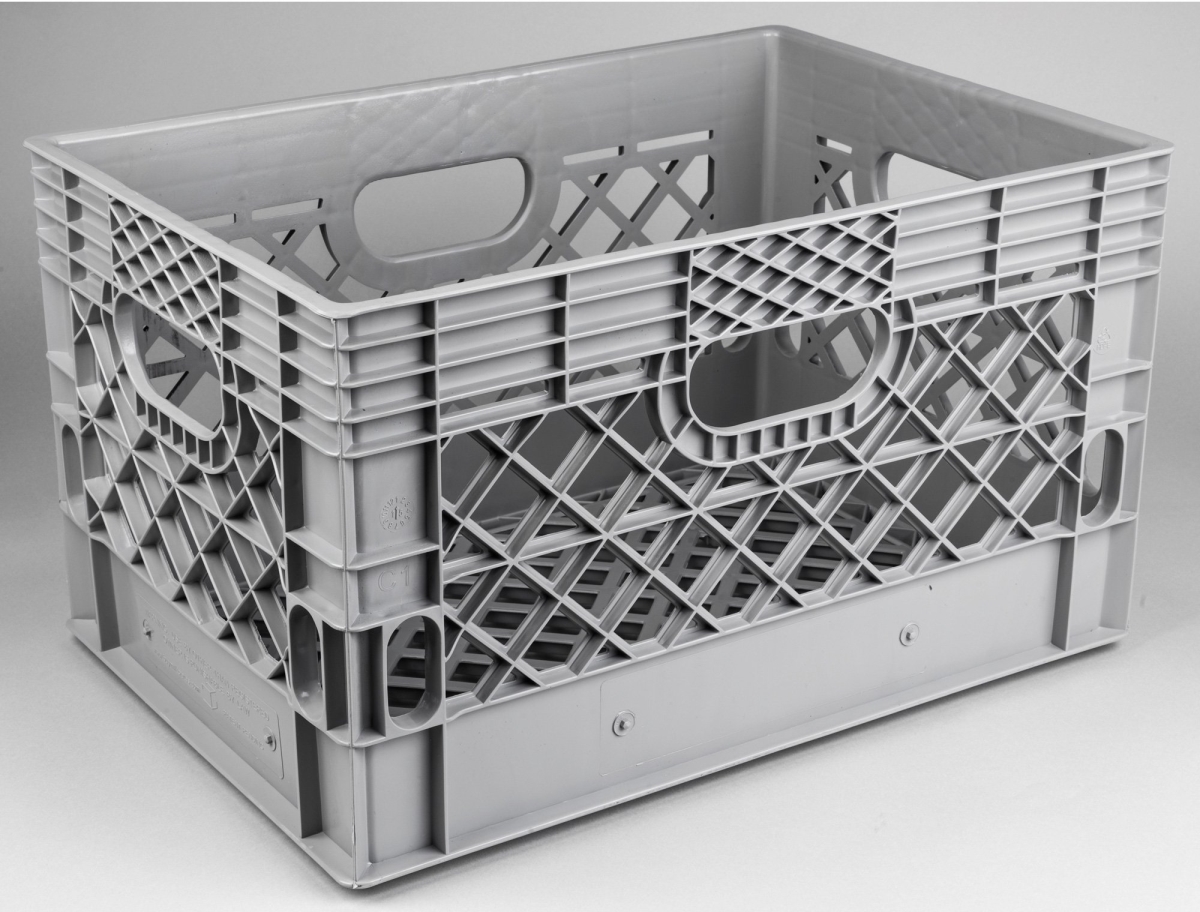 PLA-24 24 qt. Grey Plastic Milk Crate Gray
