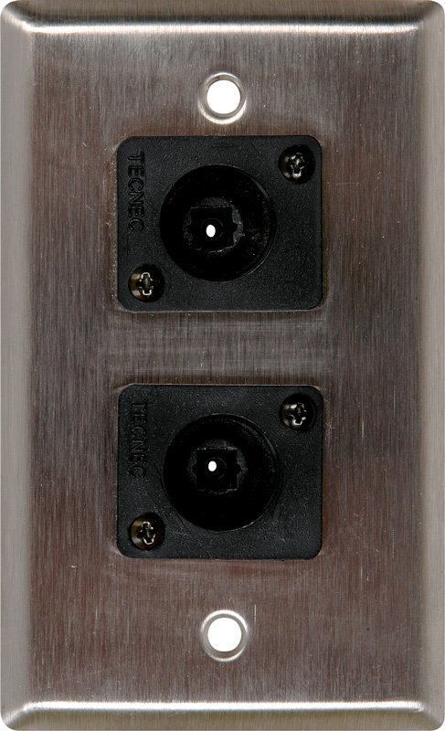 Picture of TecNec Panels & Wall Plates WPCA-1210 1 Gang Clear Anodized Wall PLate with 2 Toslink Connectors