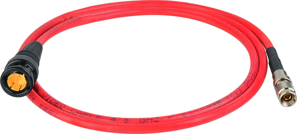 RD1-DINB-3RD 3G-SDI DIN 1.0-2.3 to BNC Male Video Adapter Cable, Red - 3 ft.