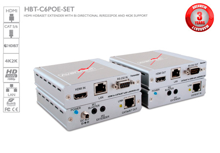 Picture of Avenview AVW-HBTC6POESET 100 m HDMI-IR-RS-232-PoE Over Single Cat5e-6-7 Extender Set with Ethernet