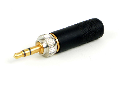 SW-35HDLBAUS 3.5 mm Locking Stereo Plug - Black Handle Gold Plug