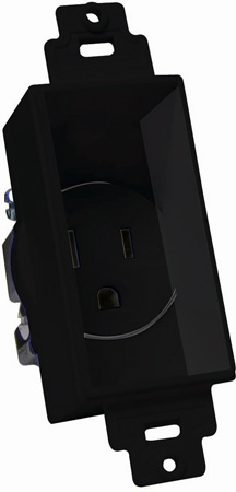 MID-4641-BK Single Gang Decor Recessed AC Receptacle - Black