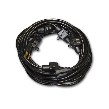 MILSPE-D19006339 32.5 ft. Multi-Outlet 14-3 AC Distribution Extension Cord - Black