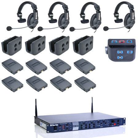 Picture of Clear-Com CLCM-CZ11513 4-Up HME DX210 Intercom System with HS15 Intercom Headsets