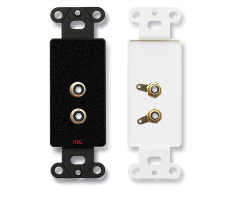 RDL-DB-PHN2 Dual RCA Jacks on Decora Wall Plate - Solder type