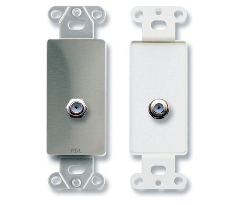 RDL-DS-F Double Type F Jack on Decora Wall Plate - Stainless steel