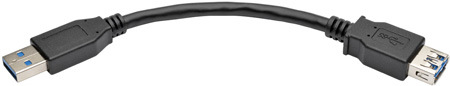 USB 3.0 Super Speed Type-A Extension Male to Female Cable, Black - 6 in.