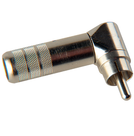 SW3502RA Right Angle Cable Mount RCA Plug - Nickel Pin & Nickel Body