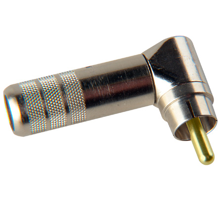 SW3502RAAU Right Angle Cable Mount RCA Plug - Gold Pin & Nickel Body