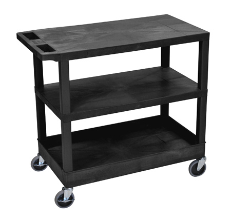 LUX-EC221-B Three Shelf Utility Cart - Black