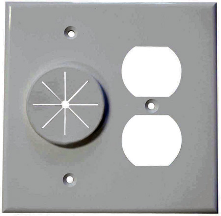 MID-DR2G-GR10WH Duplex Receptacle & Wireport with Grommet, White