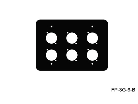 MYS-FP-3G-6-B 3 Gang Black Wall Panel for 6 Each Neutrik D Wall Box