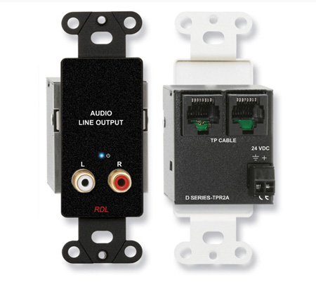 RDL-DB-TPR2A Active Two-Pair Receiver - Twisted Pair Format-A - Stereo RCA Jack Outputs